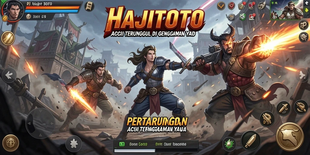 Tampilan gameplay seru dengan karakter bertarung di HAJITOTO.