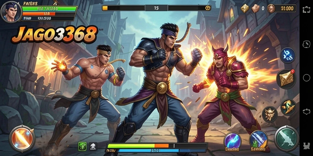 Tampilan gameplay seru JAGO368 dalam pertarungan Fighting.