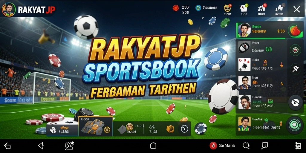 Screenshot RAKYATJP menampilkan antarmuka sportsbook yang menarik.