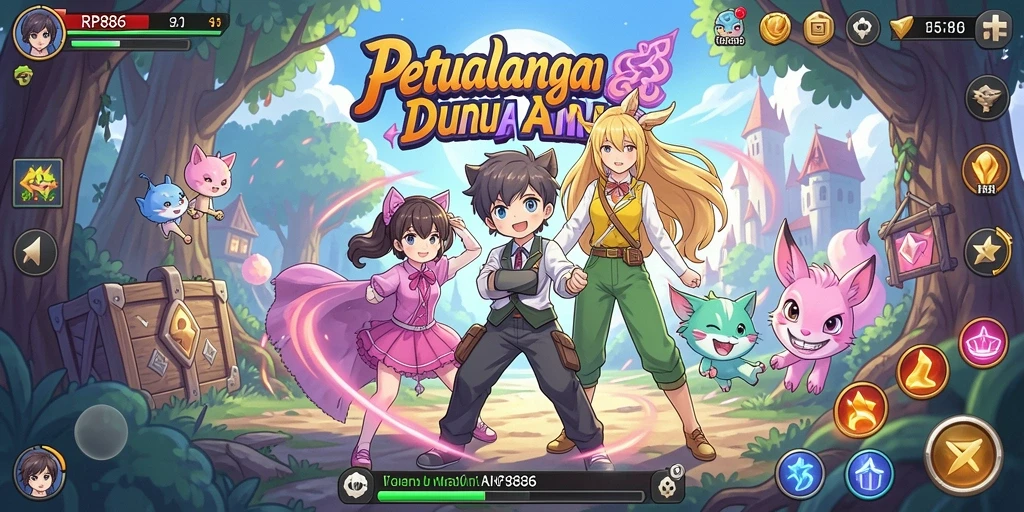 Screenshot gameplay RP886 menampilkan aksi seru dalam dunia Anime.