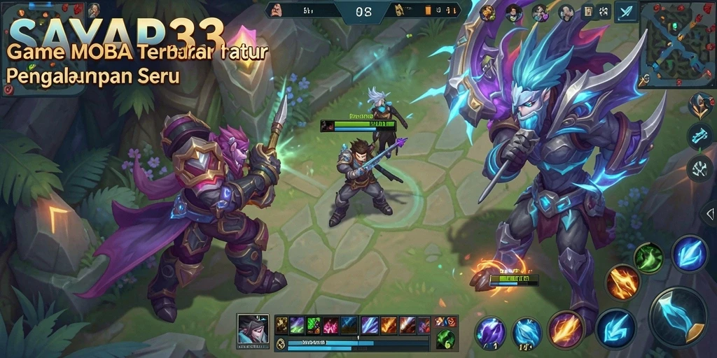 Tangkapan layar gameplay epik dari SAYAP33 dalam aksi MOBA.